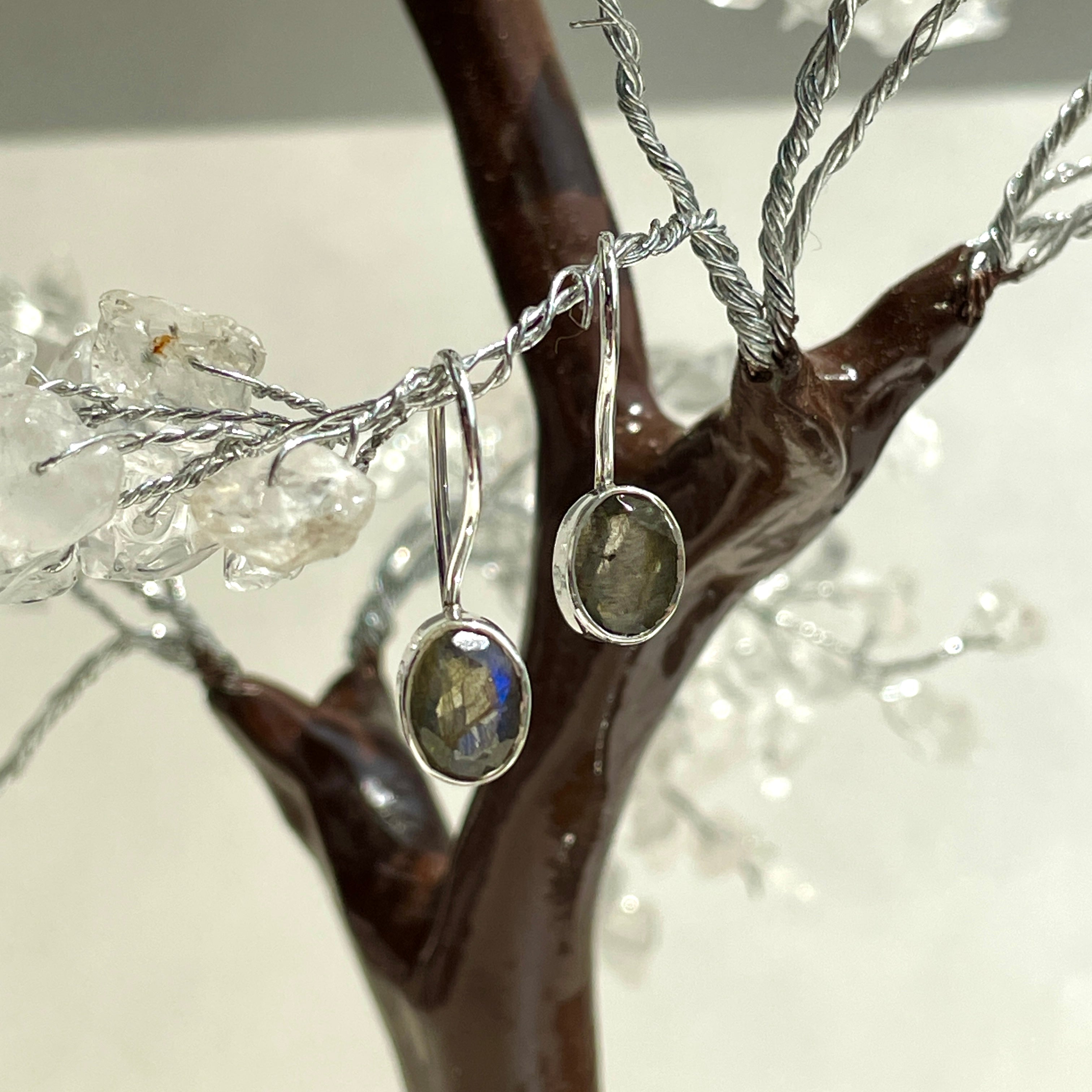 Sterling Silver Earrings - Labradorite - Oval Sterling Silver Earrings - Labradorite - Oval